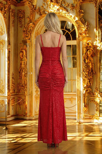 Lace Sequin-embroidered Ruched Dress