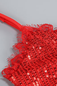 Lace Sequin-embroidered Ruched Dress