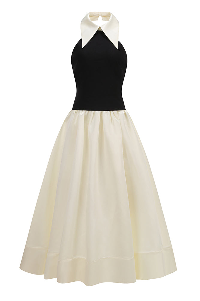 Lapel Fake Open-Back A-Line Maxi Dress – IULOVER