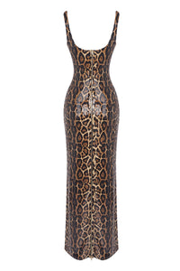 Leopard-print Caped Maxi Dress