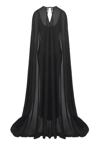 Leopard-print Caped Maxi Dress