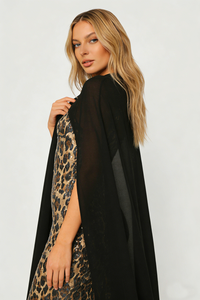 Leopard-print Caped Maxi Dress