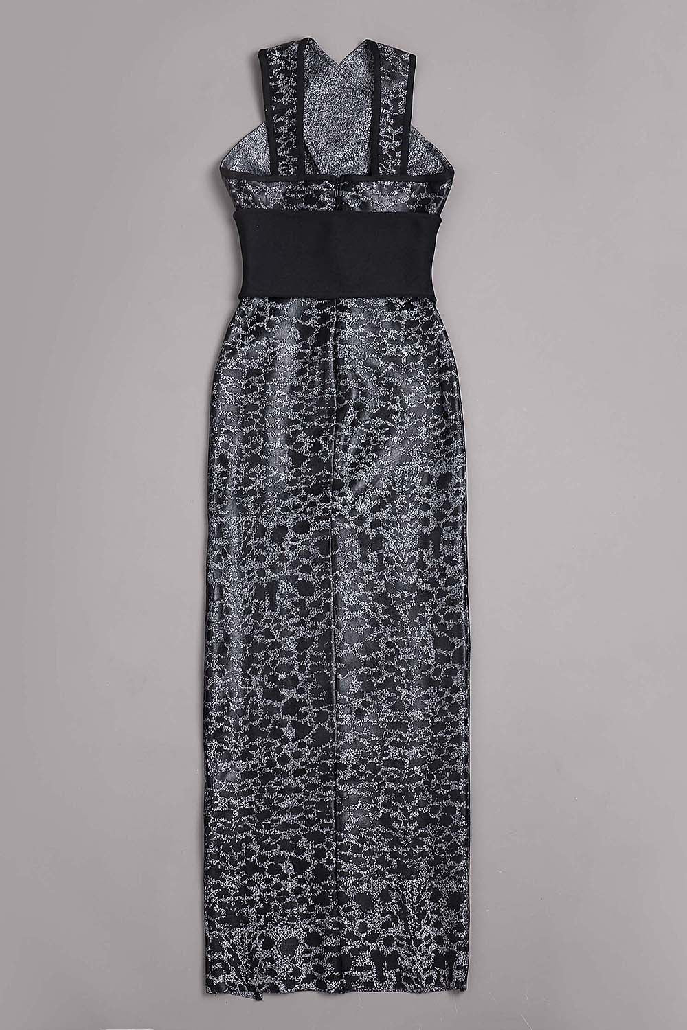 Leopard Printed Cross Tight Belt Gown