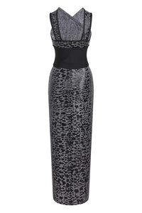 Leopard Printed Cross Tight Belt Gown