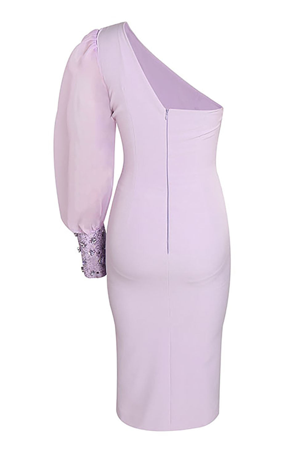 Lilac One-shoulder Midi Dress With Cape Sleeve