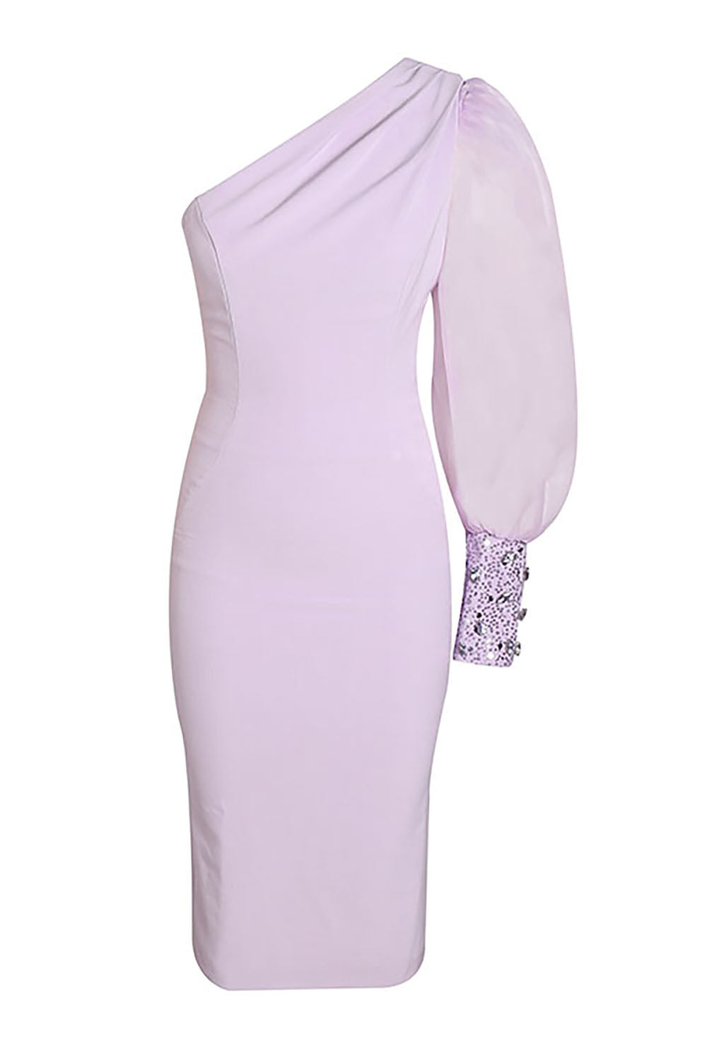 knee length dresses for ladies Lilac One-Shoulder Midi Dress with Cape Sleeve Xs / Lavender
