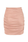 Lily Blush Vegan Leather Wrap PU Mini Skirt - IULOVER
