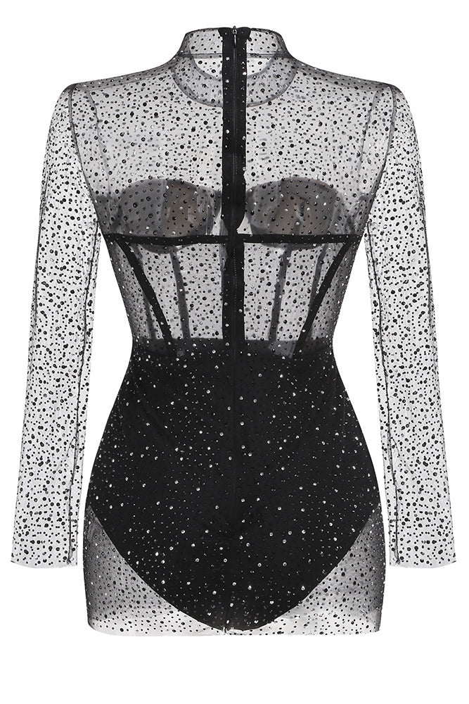 Crystal Embellished Mesh Dress