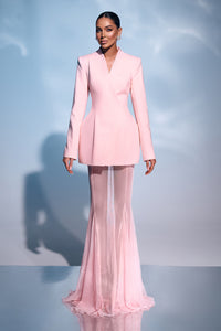 Long Sleeve Jacket & Mesh Maxi Skirt