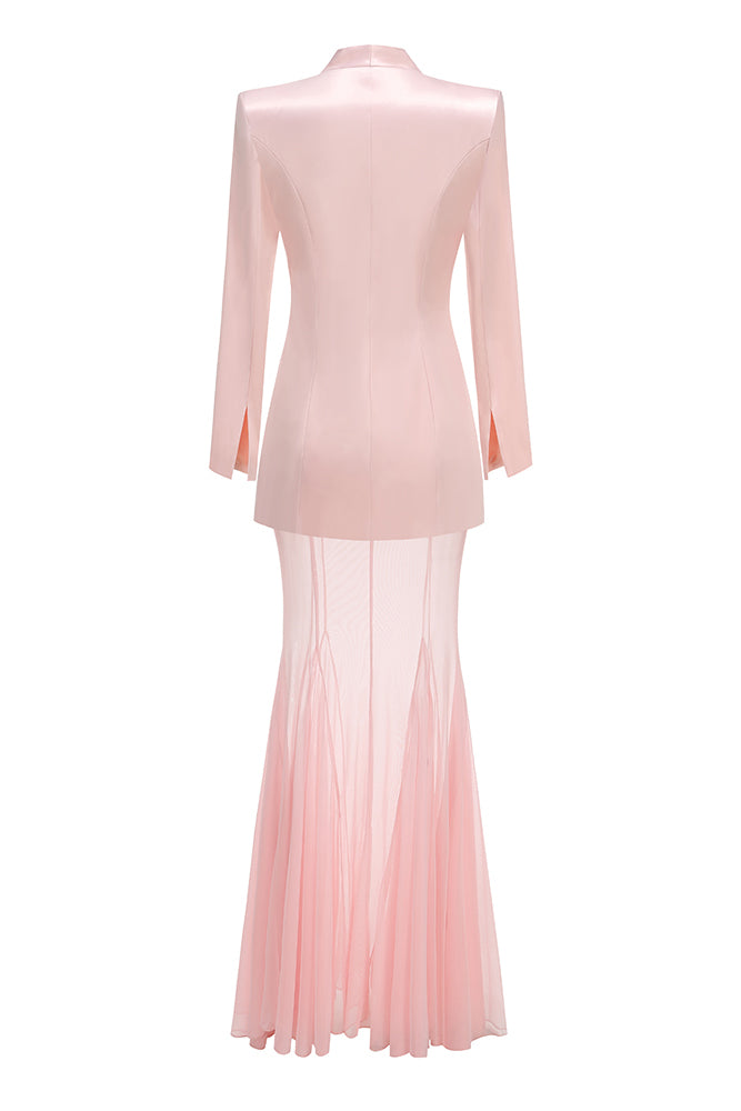 Long Sleeve Jacket & Mesh Maxi Skirt