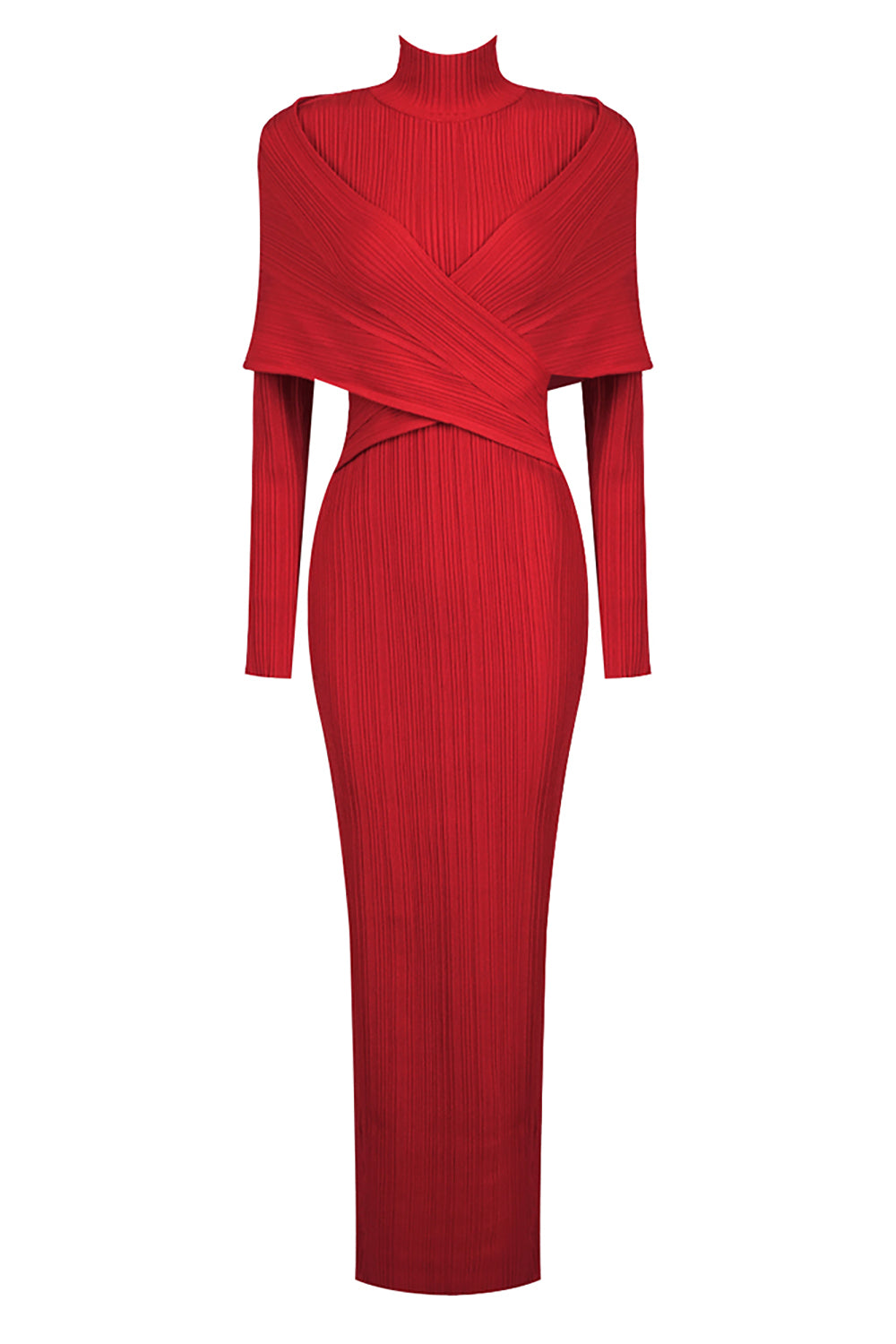 Long Sleeve Turtle Pleated Maxi Dress IULOVER Long Sleeve Turtle Pleated Maxi Dress IULOVER