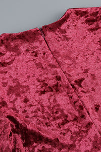 Long Sleeve Velvet Draped Maxi Cocktail Dress