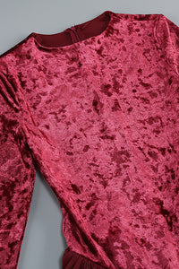 Long Sleeve Velvet Draped Maxi Cocktail Dress