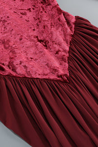 Long Sleeve Velvet Draped Maxi Cocktail Dress