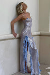 Magnetic Sensation Sequin Ruffled Maxi Dress In Pale Lavender