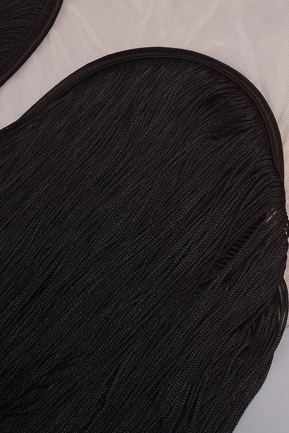 Mesh-paneled Fringe-detail Maxi Dress in Black