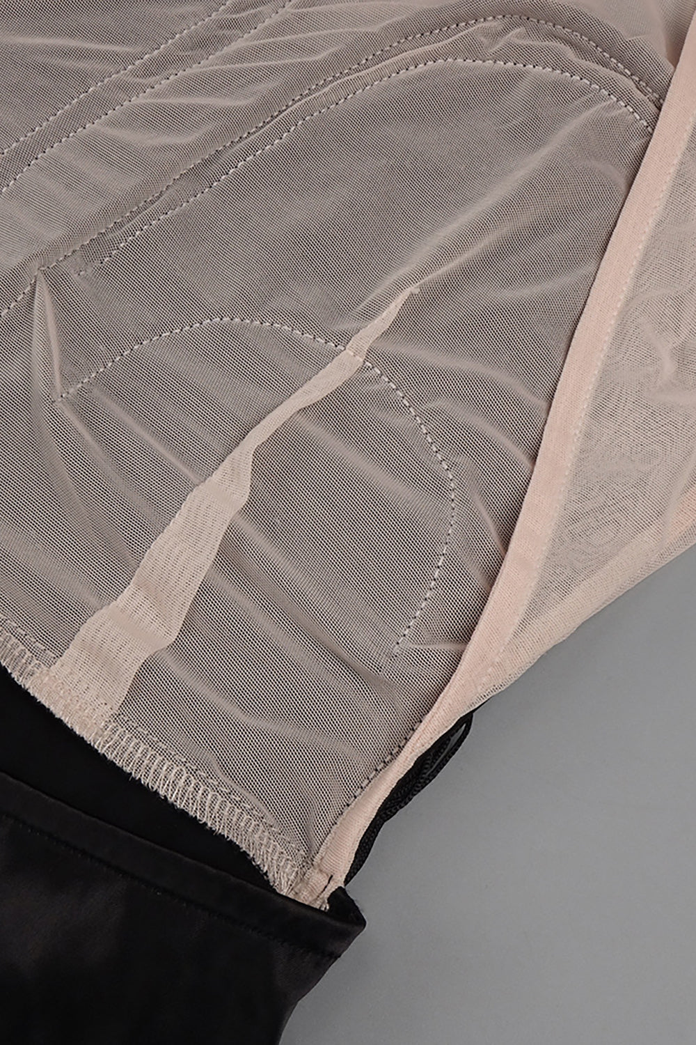 Mesh-paneled Fringe-detail Maxi Dress in Black