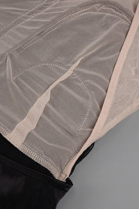 Mesh-paneled Fringe-detail Maxi Dress in Black