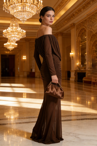 Mesh Bardot Layered Maxi Dress