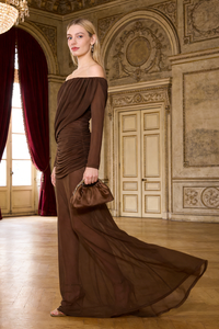 Mesh Bardot Layered Maxi Dress