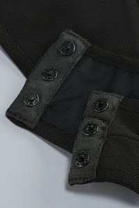 Mesh Sleeve Ruched Maxi Dress