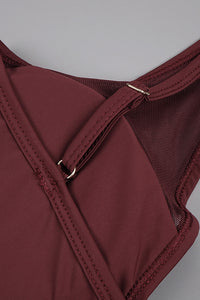 Mesh Tulle Maxi Dress in Burgundy