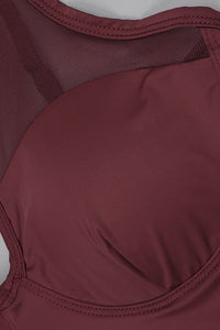 Mesh Tulle Maxi Dress in Burgundy