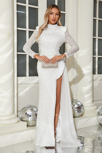 Mock Crystal Sequin Embroidered Gown