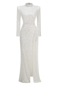 Mock Crystal Sequin Embroidered Gown