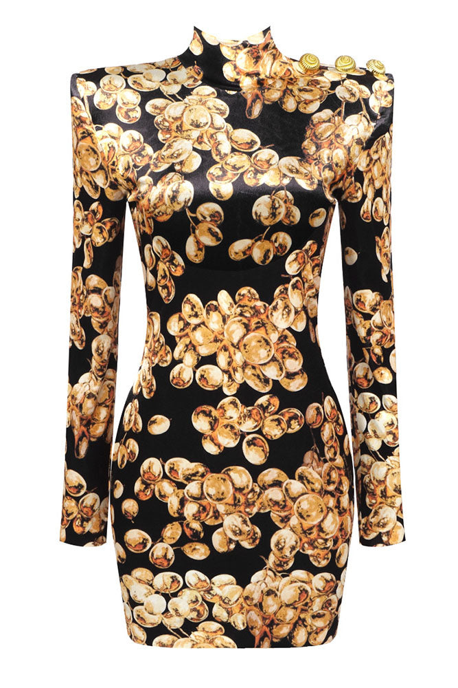 Mock Print Velvet Mini Dress Gold / Small Mock Print Velvet Mini Dress Gold / Small