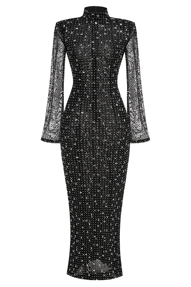 contrast mesh dress Embossed Bodycon Contrast Mesh Dress