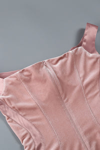 Polyester Spandex Off-shoulder Midi Dress