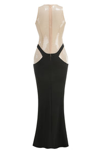 maxi transparent dress Nude Crystal Embellished Transparent Maxi Dress Nude / Large