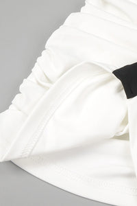 Off Shoulder Hit Color Ruched Short Dress