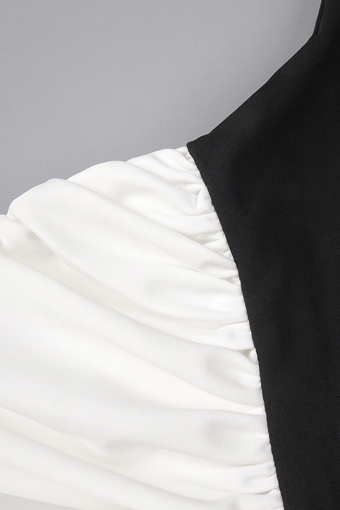 Off Shoulder Hit Color Ruched Short Dress