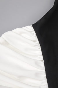 Off Shoulder Hit Color Ruched Short Dress