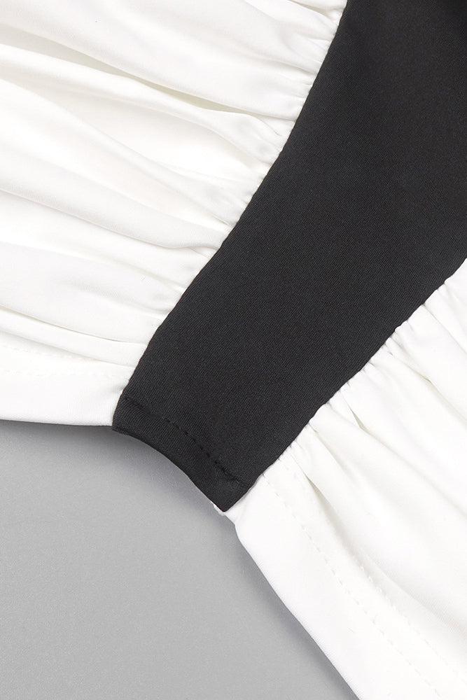 Off Shoulder Hit Color Ruched Short Dress