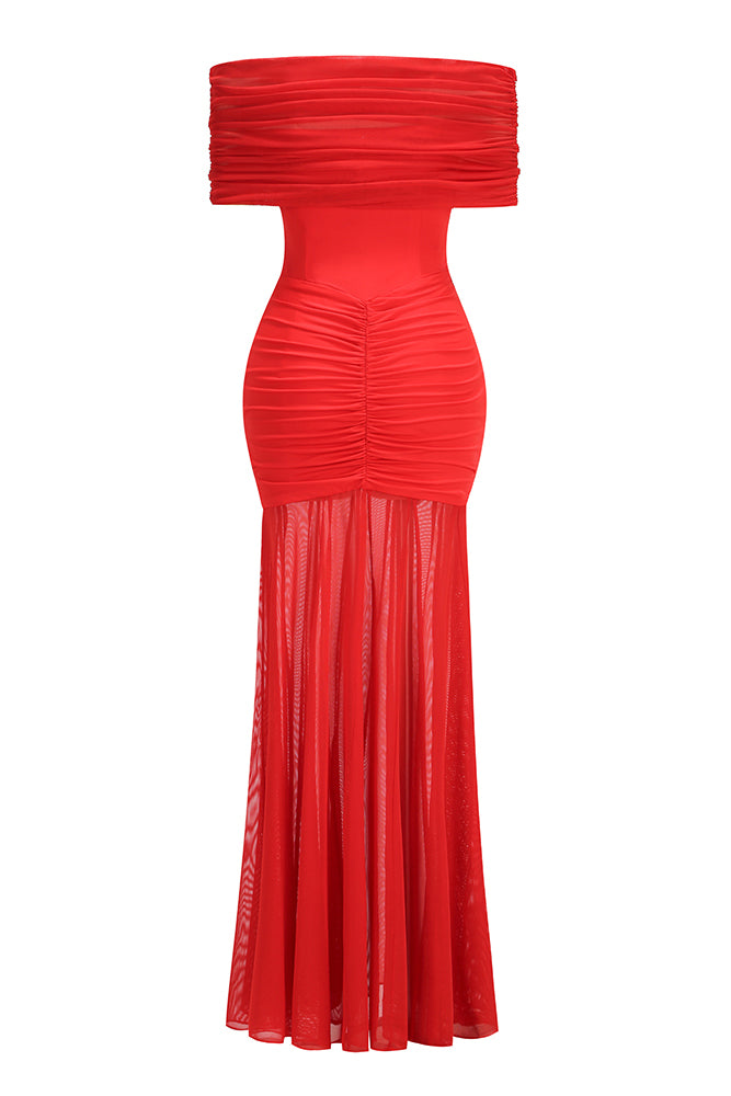 Off Shoulder Mesh Maxi Dress – IULOVER Off Shoulder Mesh Maxi Dress – IULOVER