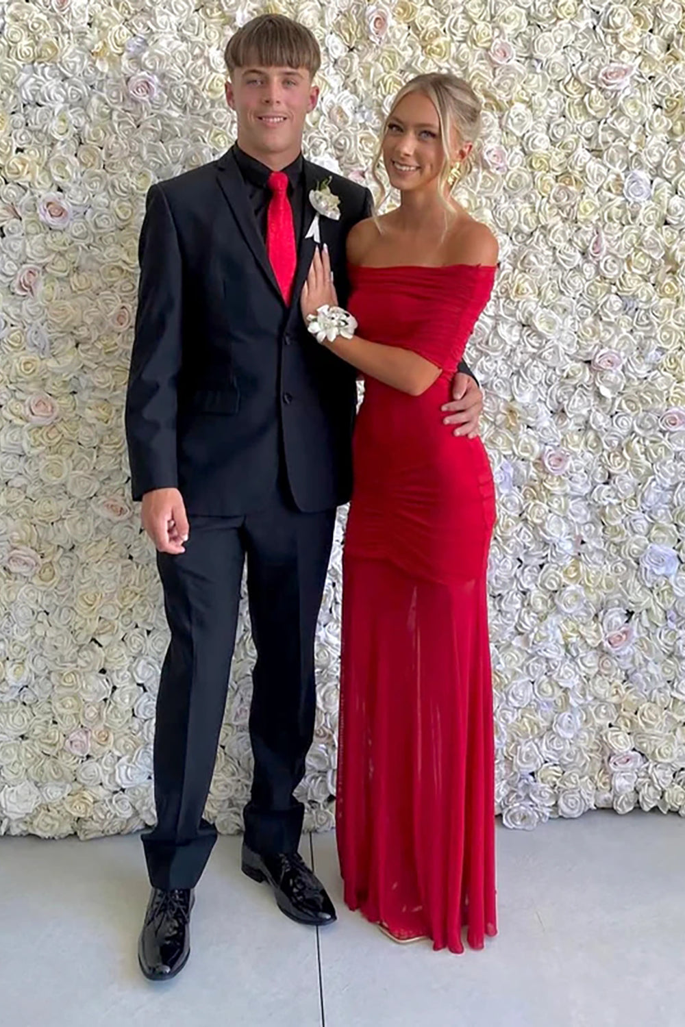 Off Shoulder Mesh Maxi Dress