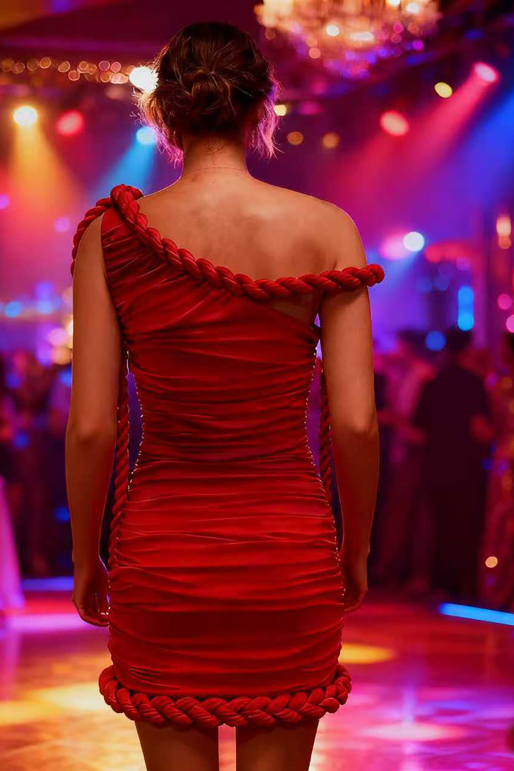 Off Shoulder Twist Knot Ruched Dress