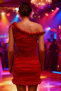 Off Shoulder Twist Knot Ruched Dress