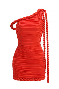 Off Shoulder Twist Knot Ruched Dress