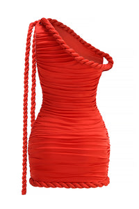 Off Shoulder Twist Knot Ruched Dress