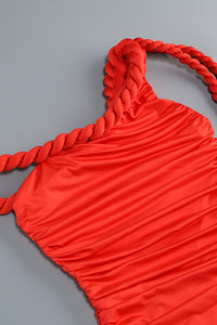 Off Shoulder Twist Knot Ruched Dress