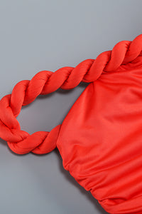 Off Shoulder Twist Knot Ruched Dress