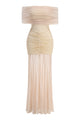 Off Shoulder Mesh Maxi Dress