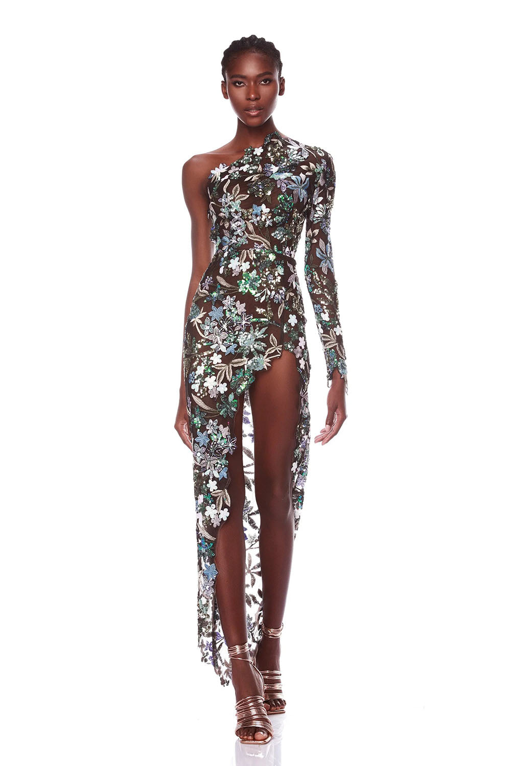 One-shoulder Sequin Mesh Dress Medium One-shoulder Sequin Mesh Dress Medium
