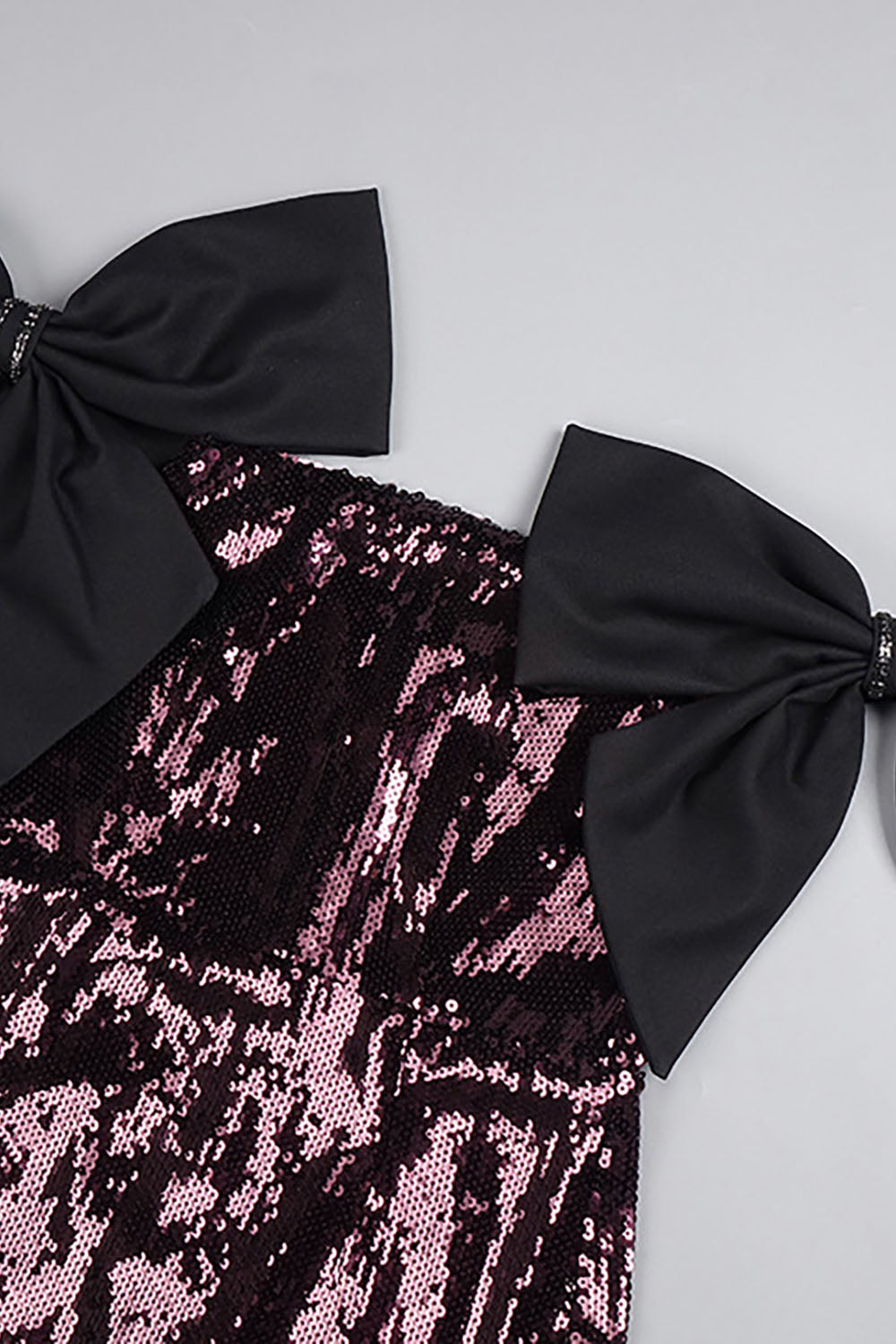 One Shoulder Bow Sequin Gown