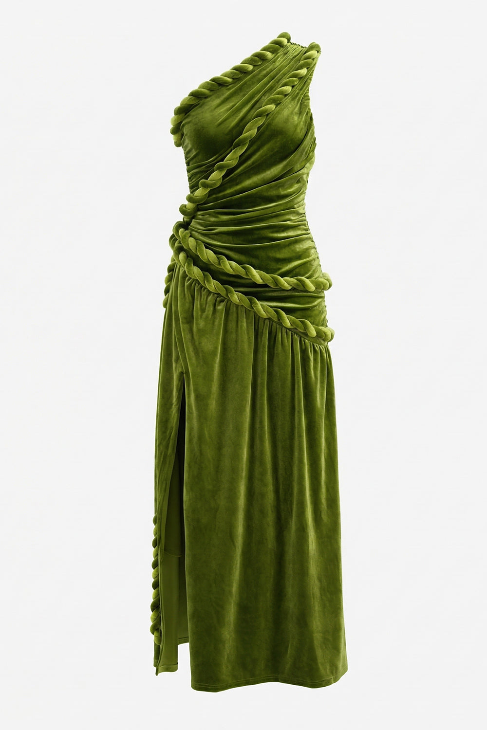 One Shoulder Draped Velvet Gown