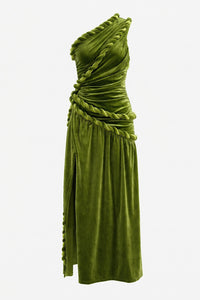 One Shoulder Draped Velvet Gown